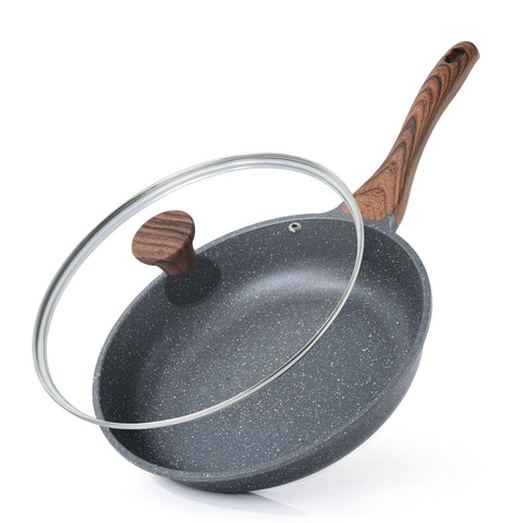 SENSARTE front view of 10-inch pan showing nonstick finish and lid benefit even cooking