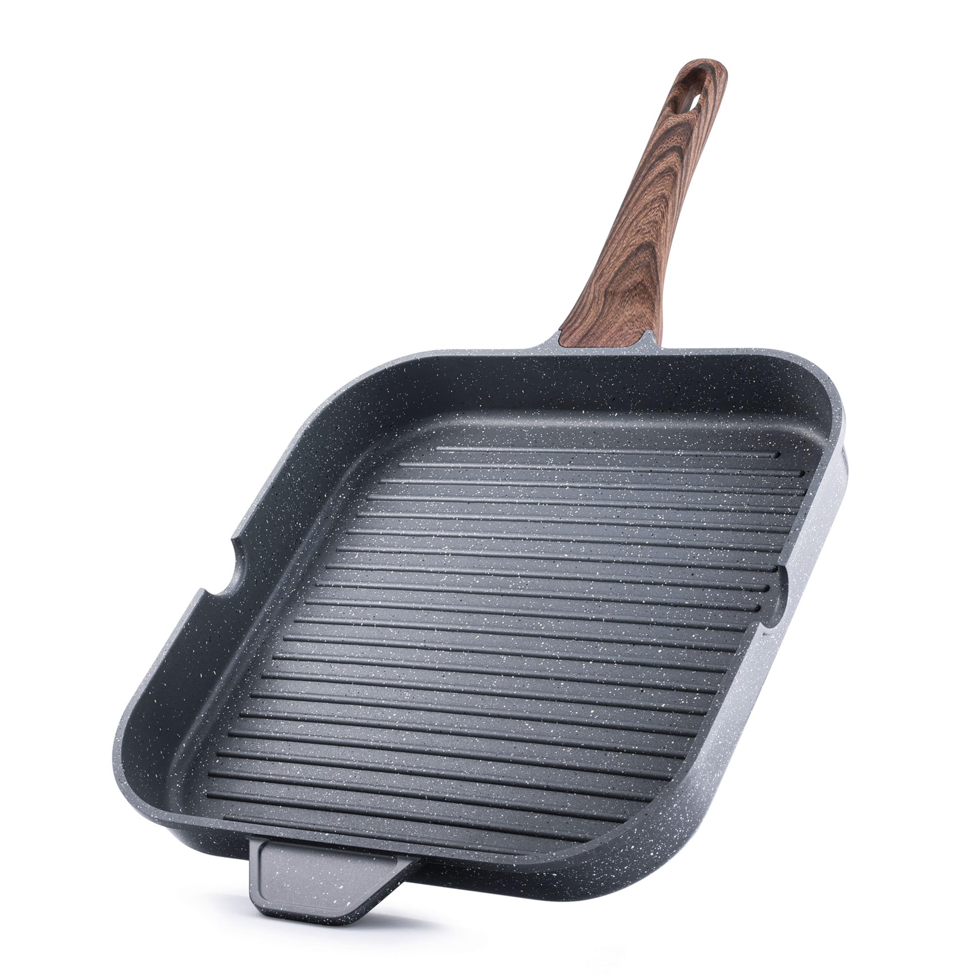 SENSARTE front view of 12-inch square grill pan, durable nonstick for easy cooking
