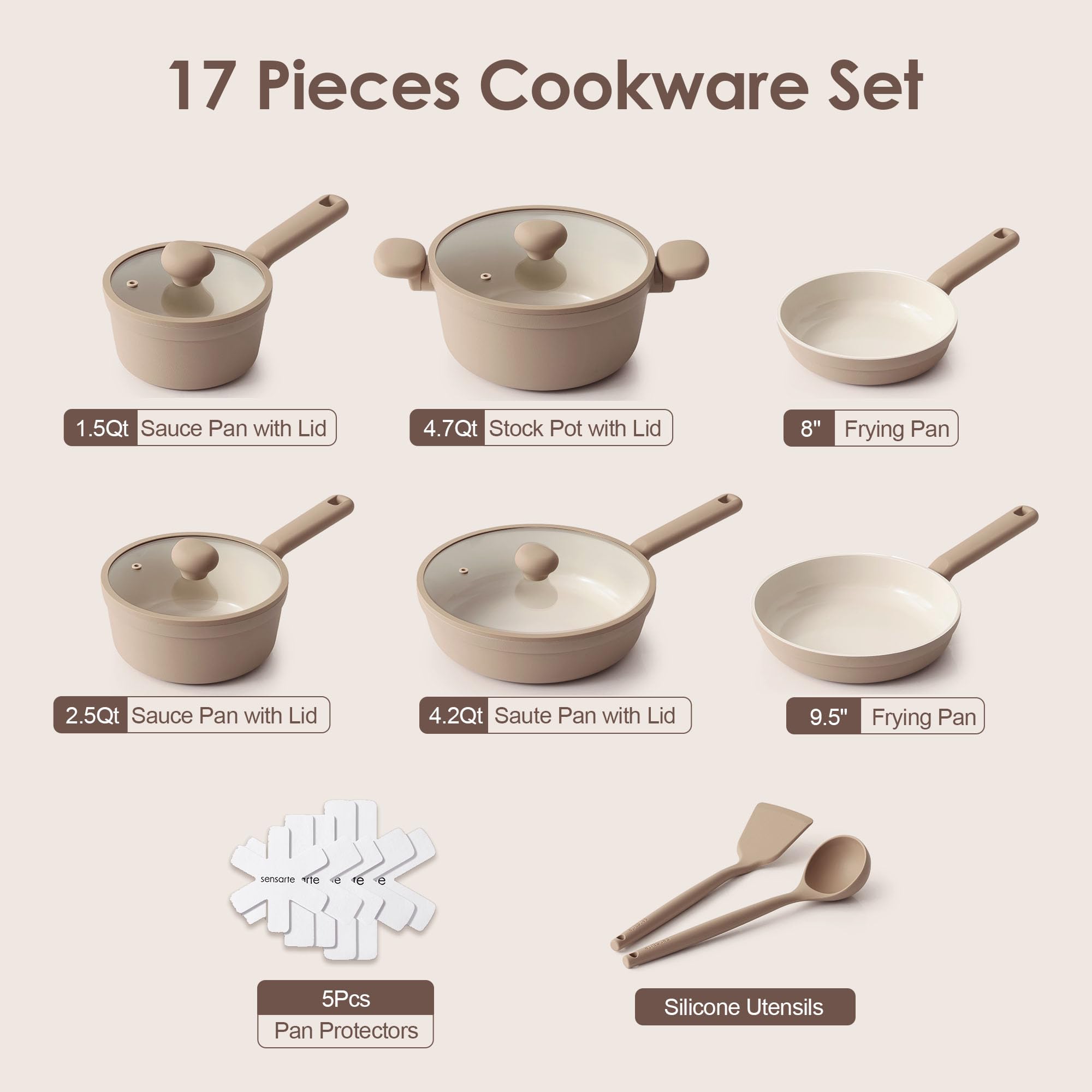 SENSARTE frying pan close-up showing nonstick ceramic surface for easy release