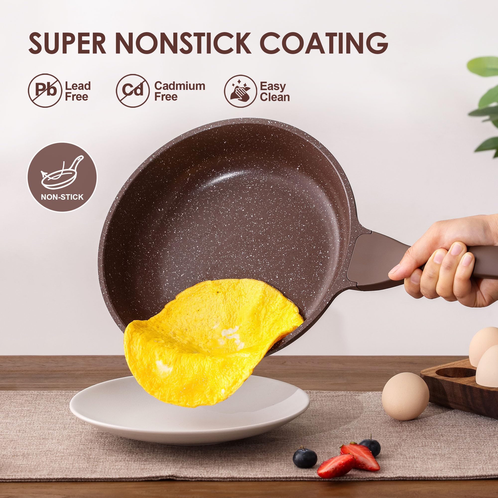 SENSARTE close-up of granite nonstick interior demonstrating easy release