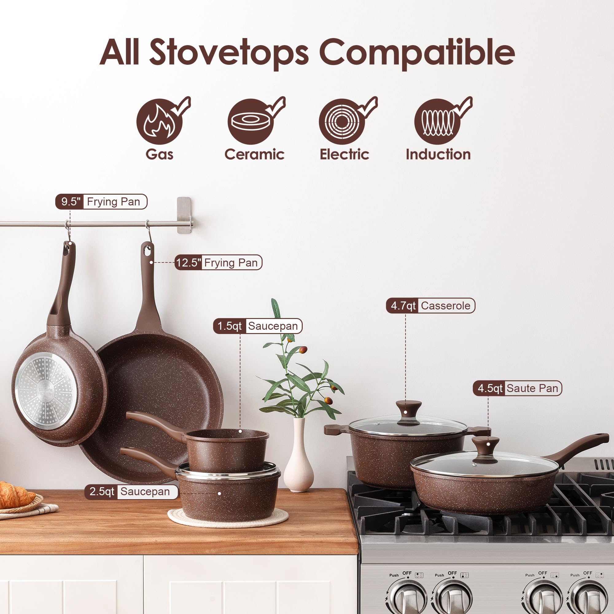 SENSARTE arranged full 16-piece set illustrating versatile cookware options