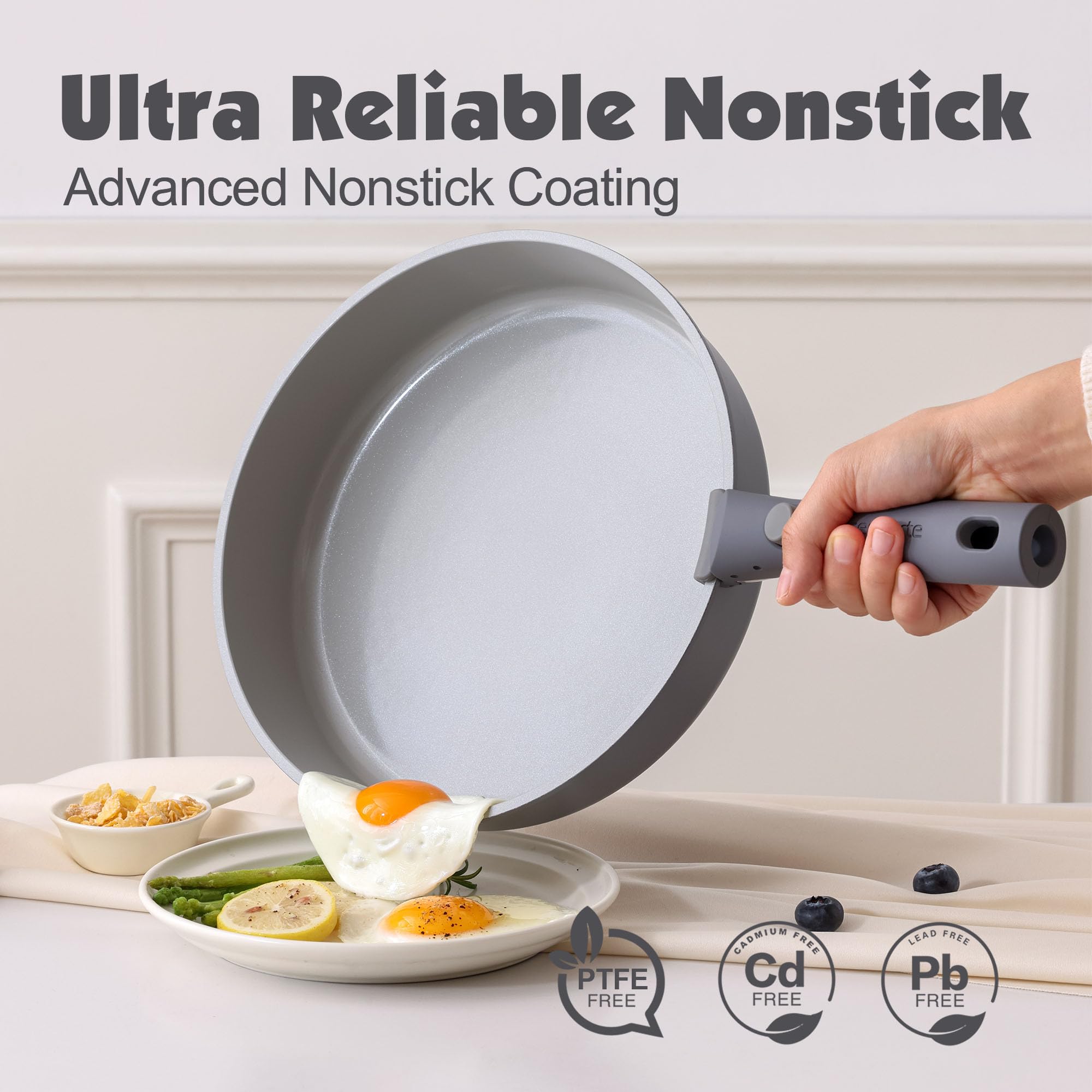 SENSARTE tempered glass lid close-up showing clear view and heat-resistant knob