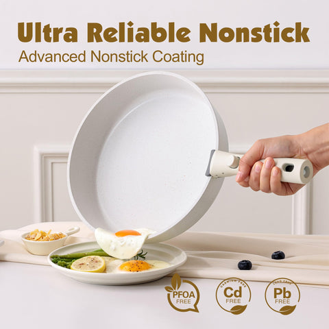 SENSARTE granite nonstick interior close-up showing easy-release cooking benefit