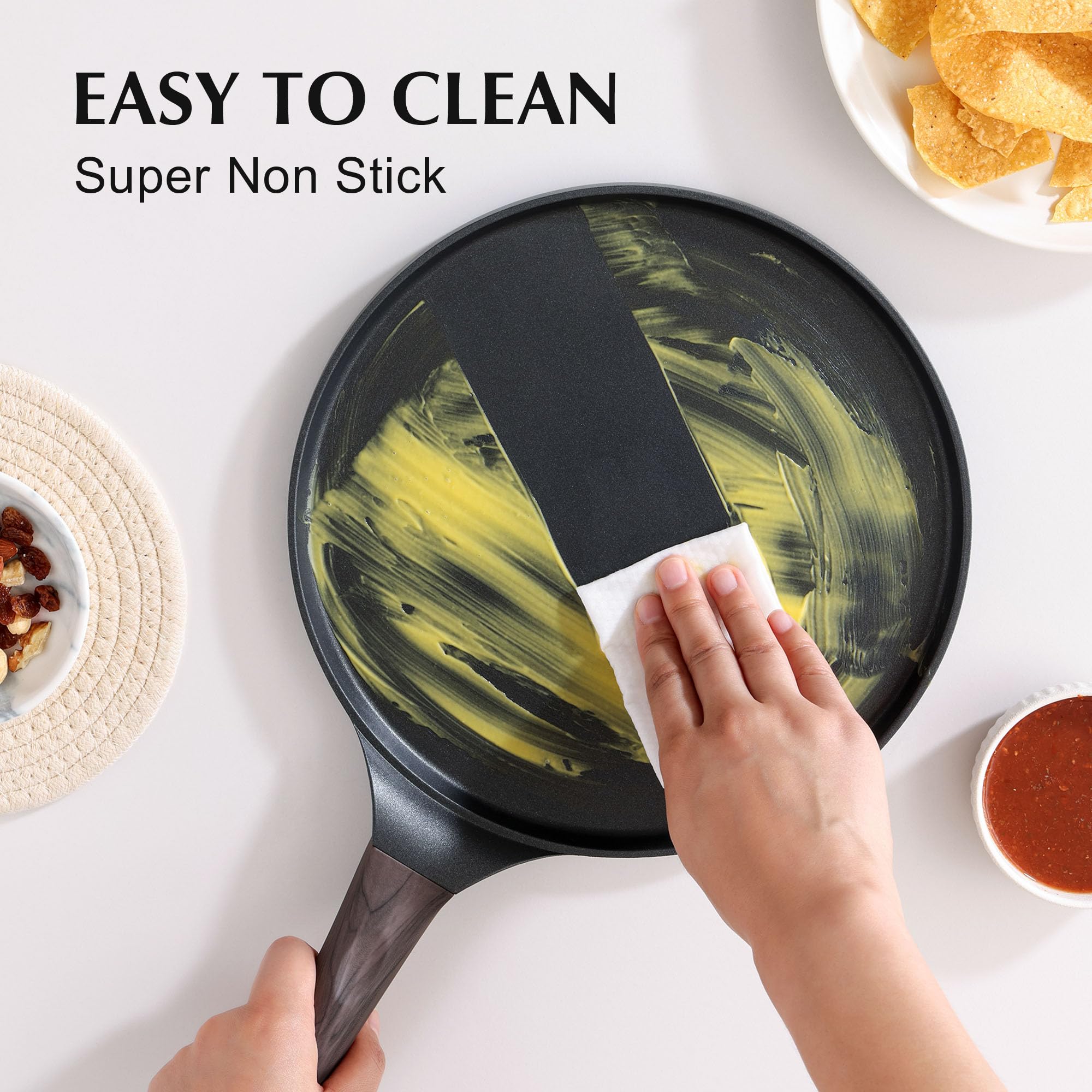 SENSARTE pan in use making a crepe on stovetop for quick, low-oil cooking