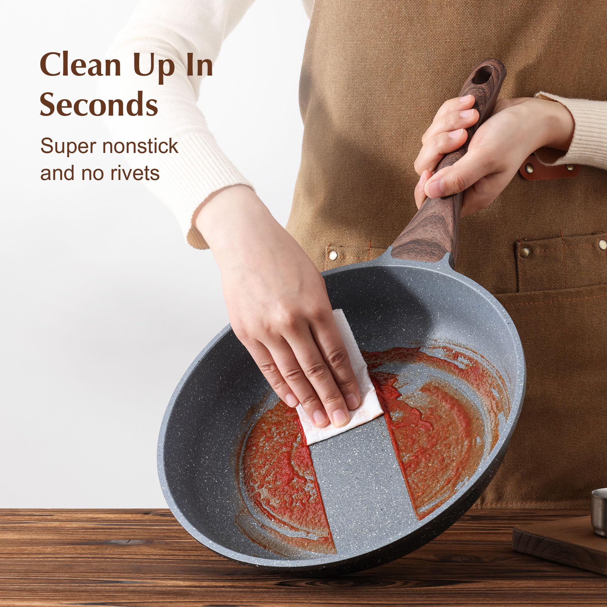 SENSARTE frying omelette to show effortless nonstick performance