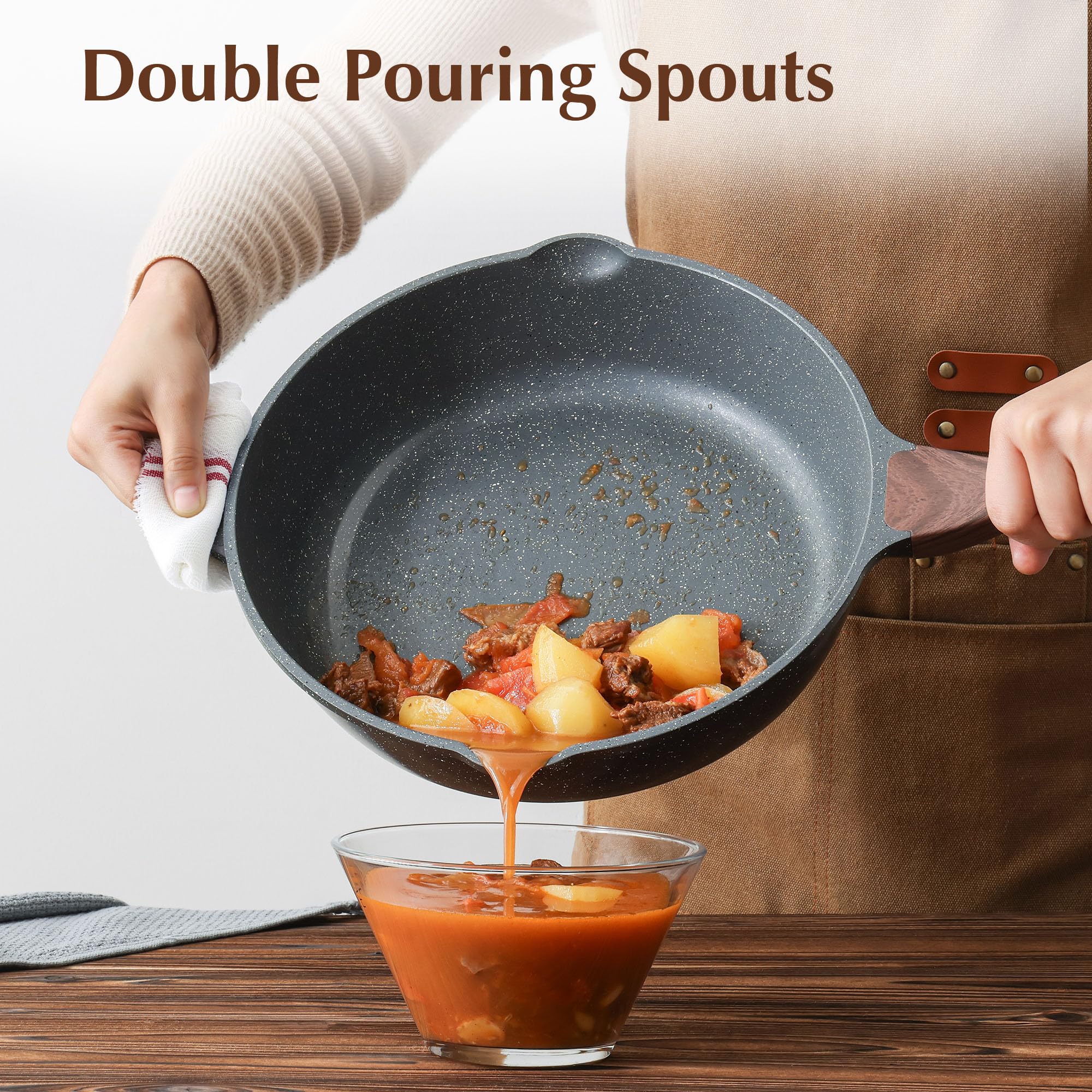 SENSARTE skillet in use on stovetop delivering even-heating benefit