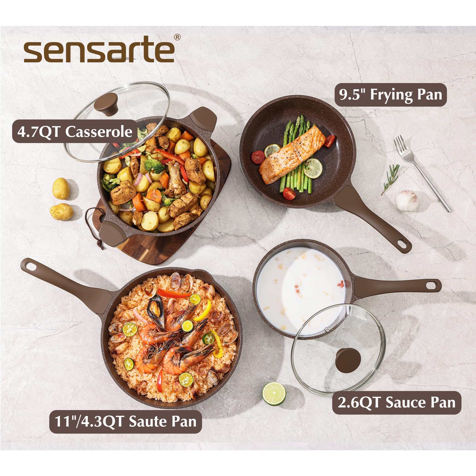 SENSARTE cookware set in kitchen lifestyle for everyday meal preparation
