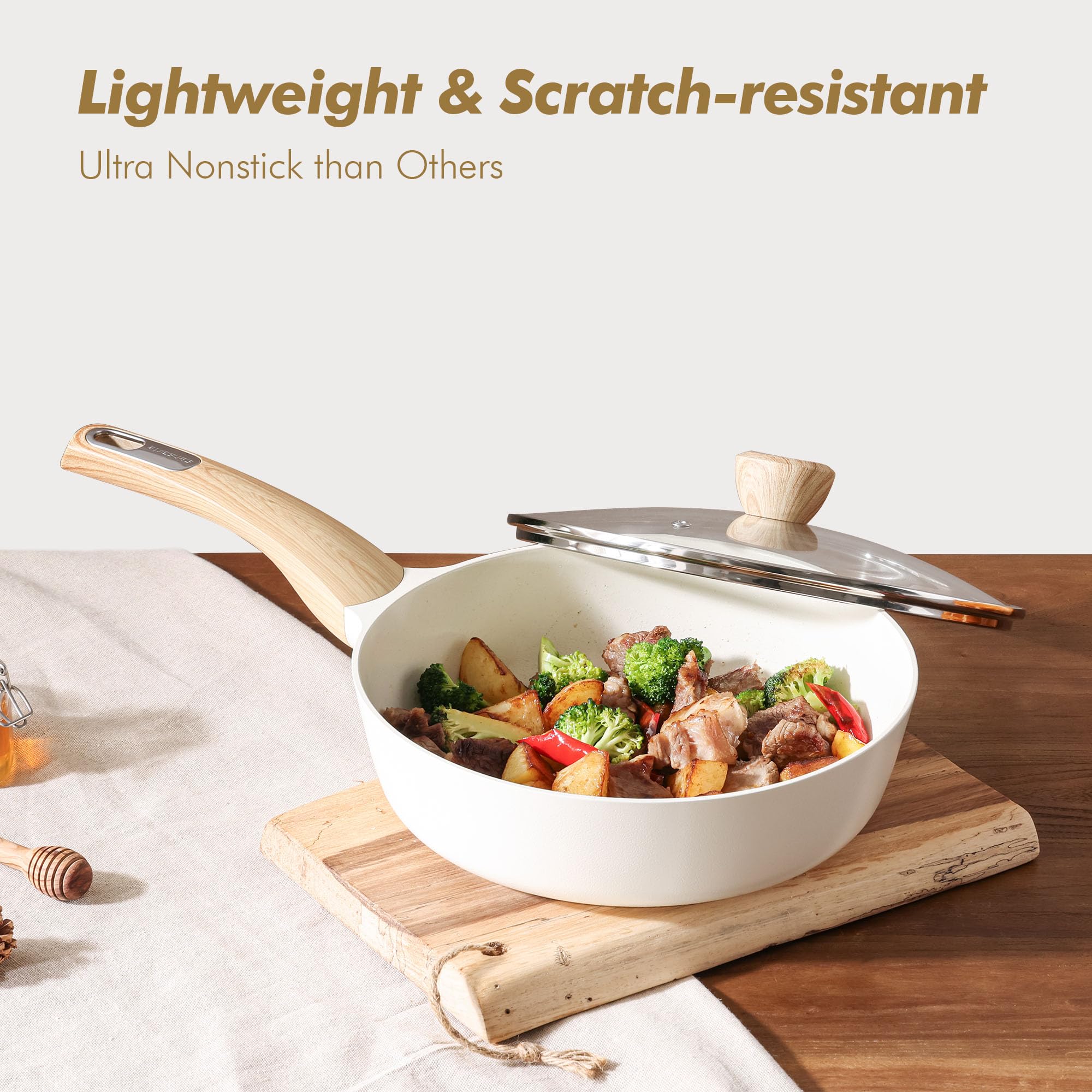 SENSARTE cookware staged in kitchen showing everyday practicality and style