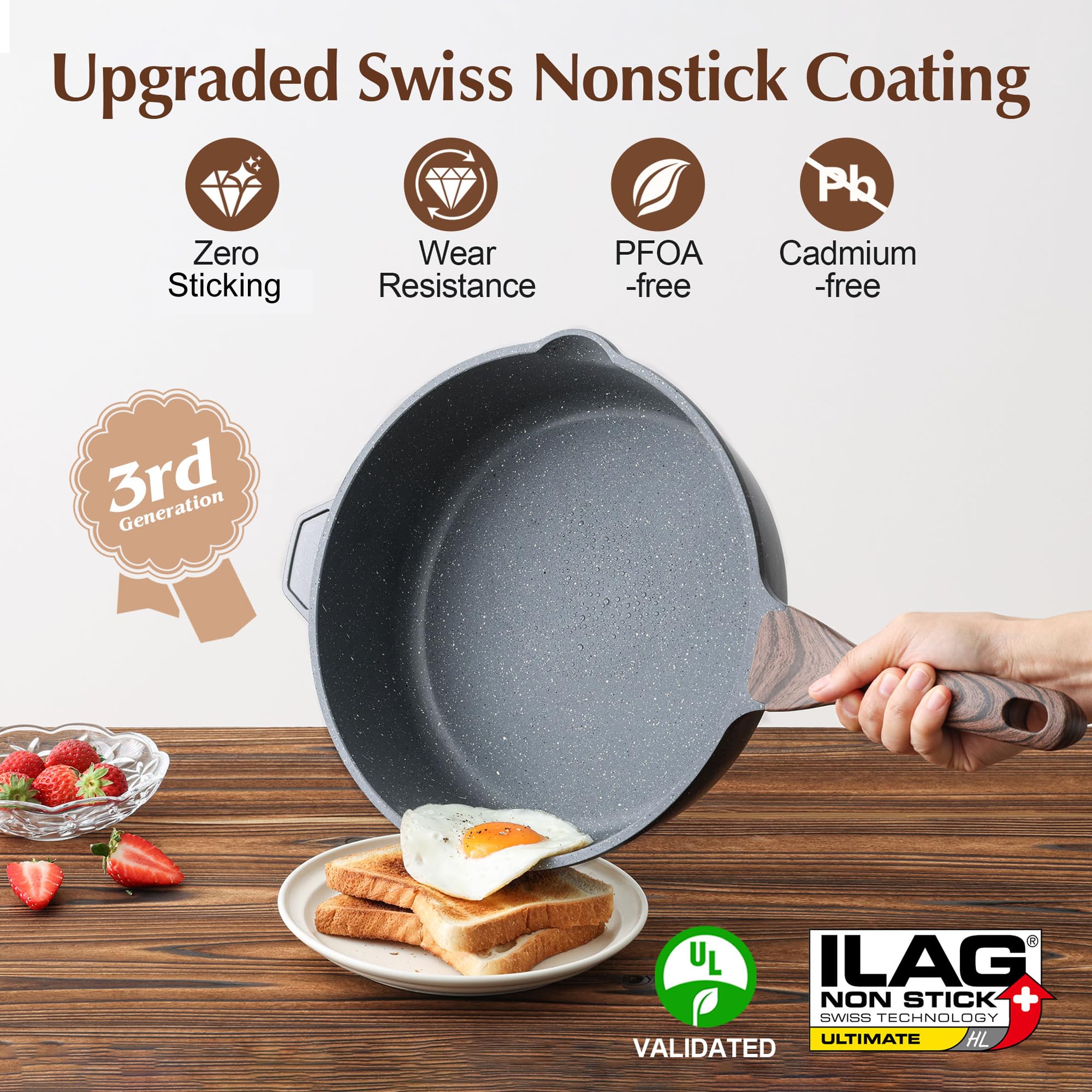 SENSARTE close-up of nonstick stone interior for easy food release