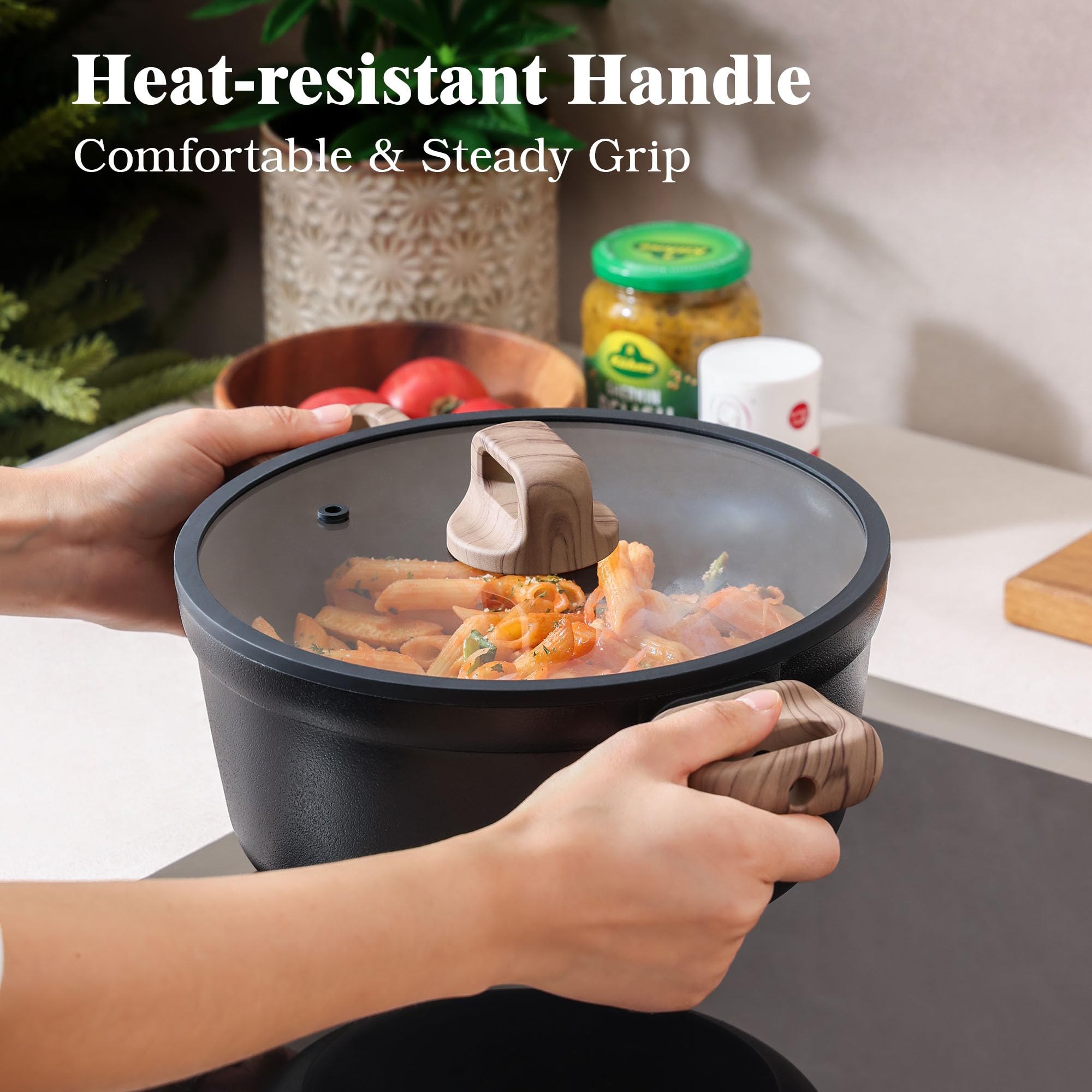 SENSARTE close macro of nonstick black titanium surface demonstrating easy food release benefit