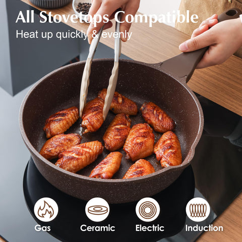 SENSARTE sauté pan in use demonstrating even heat and easy flipping