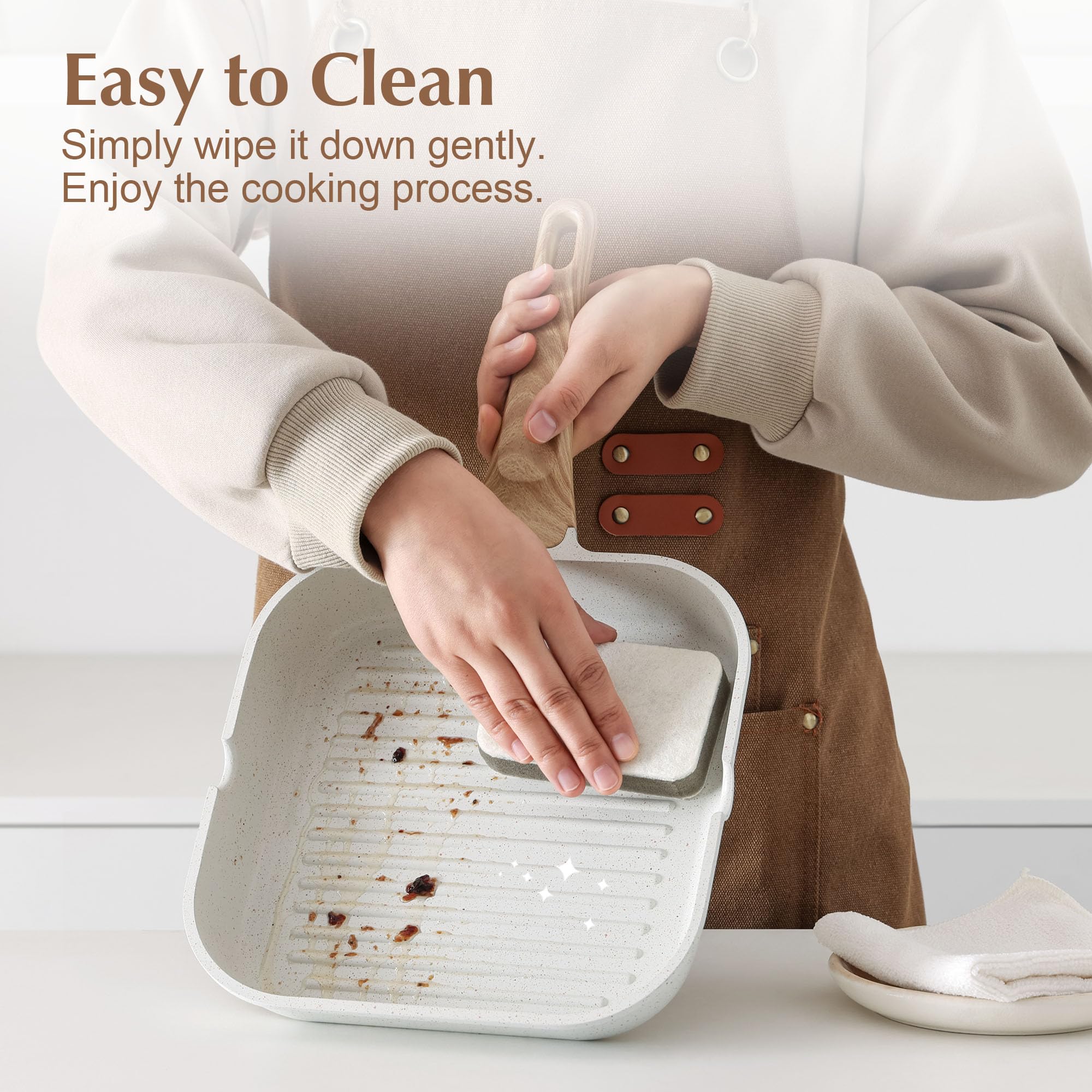 SENSARTE grill pan on induction cooktop demonstrating fast, even heating performance