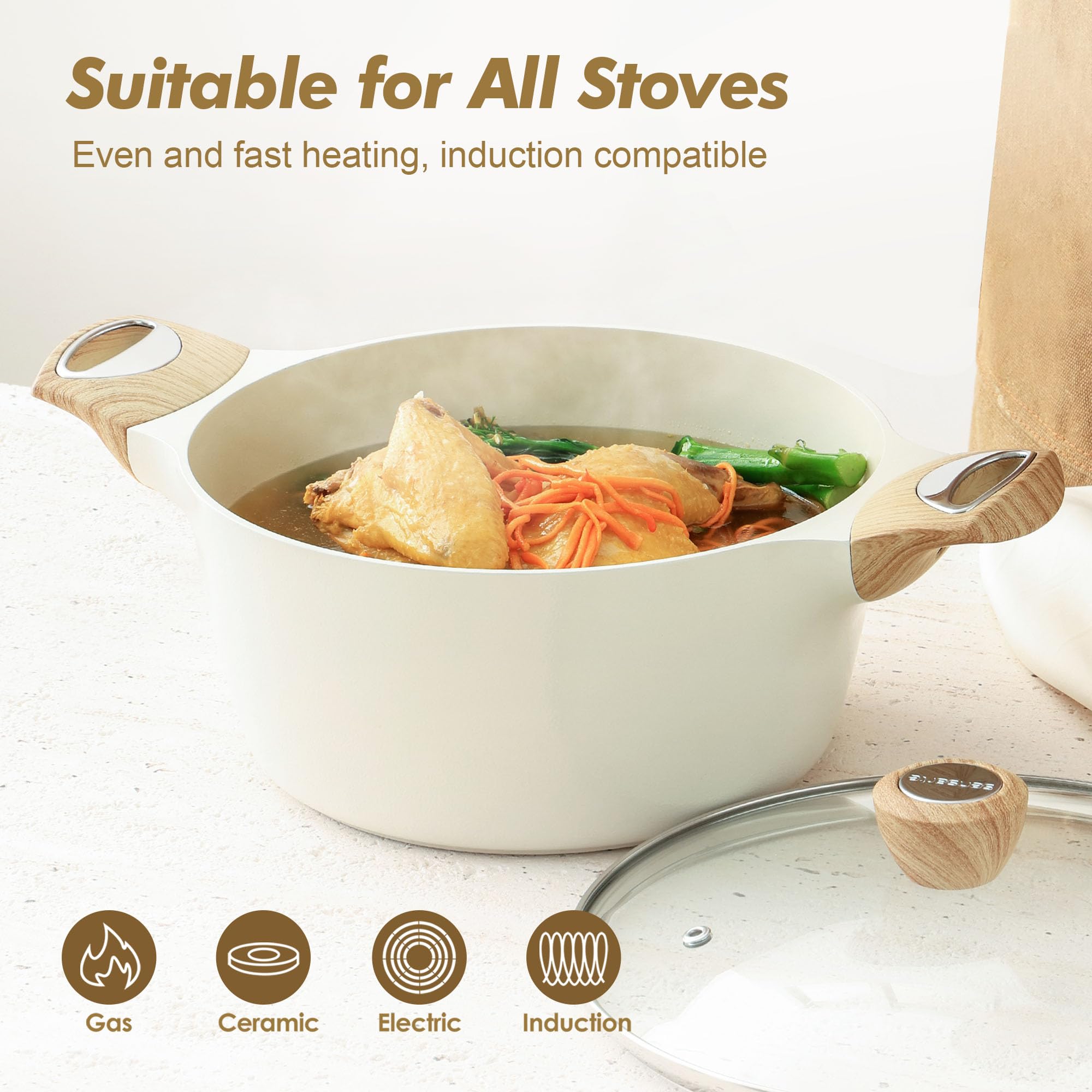 SENSARTE pot on stovetop simmering stew for even heat distribution