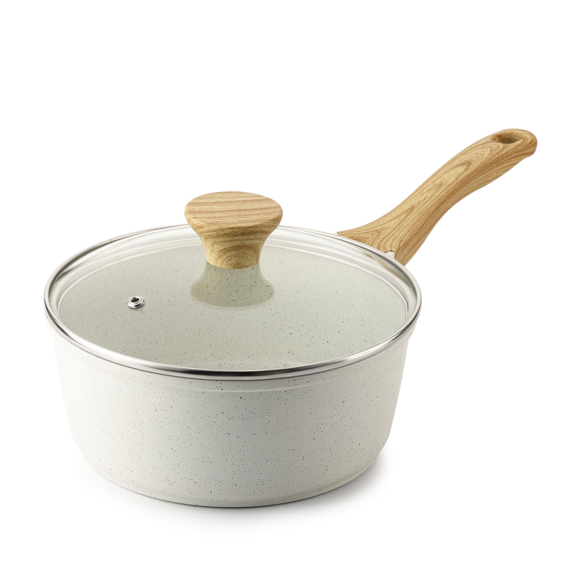 SENSARTE saucepan front view showing compact design and lid for convenient storage