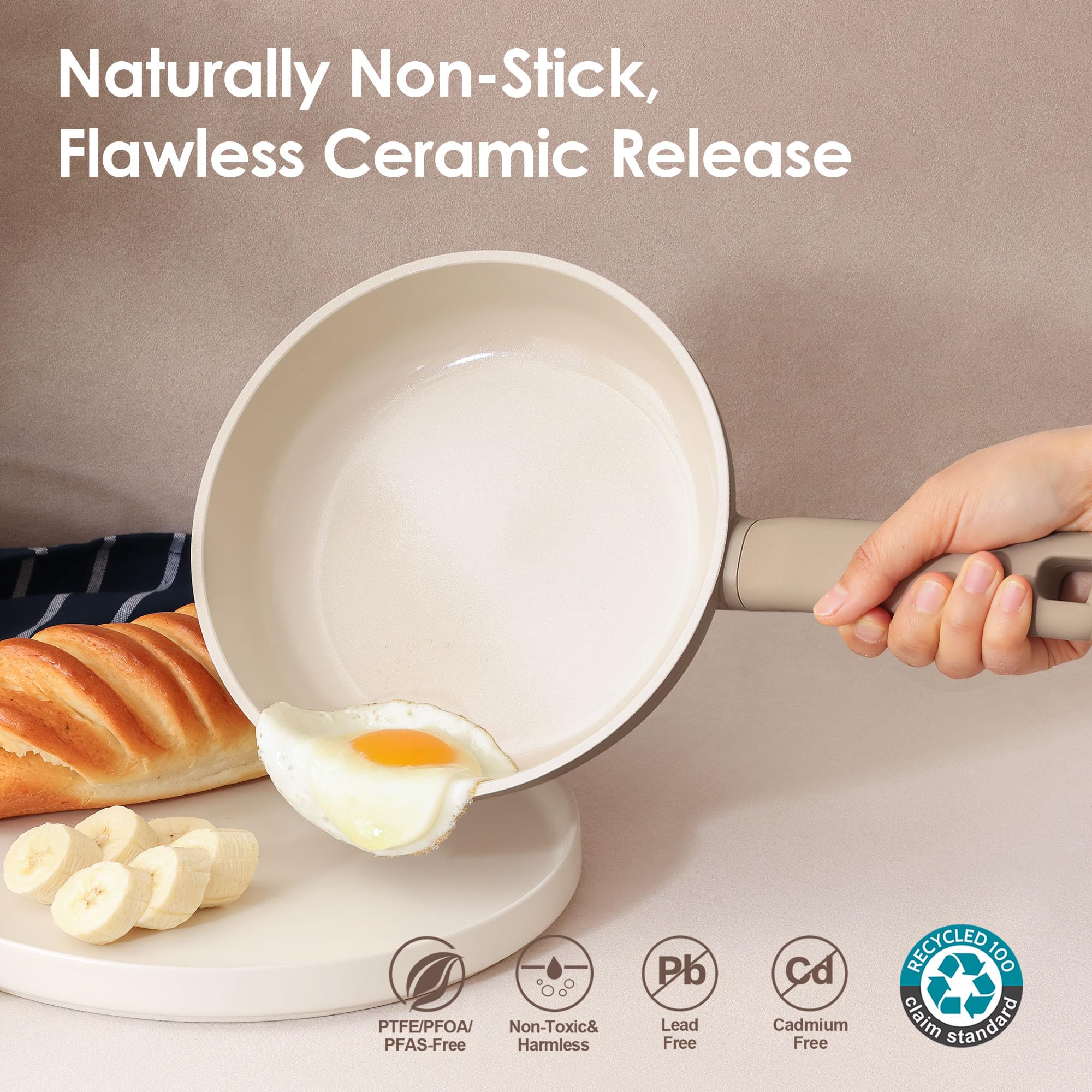 SENSARTE saucepan with lid demonstrating snug fit and even heating benefit