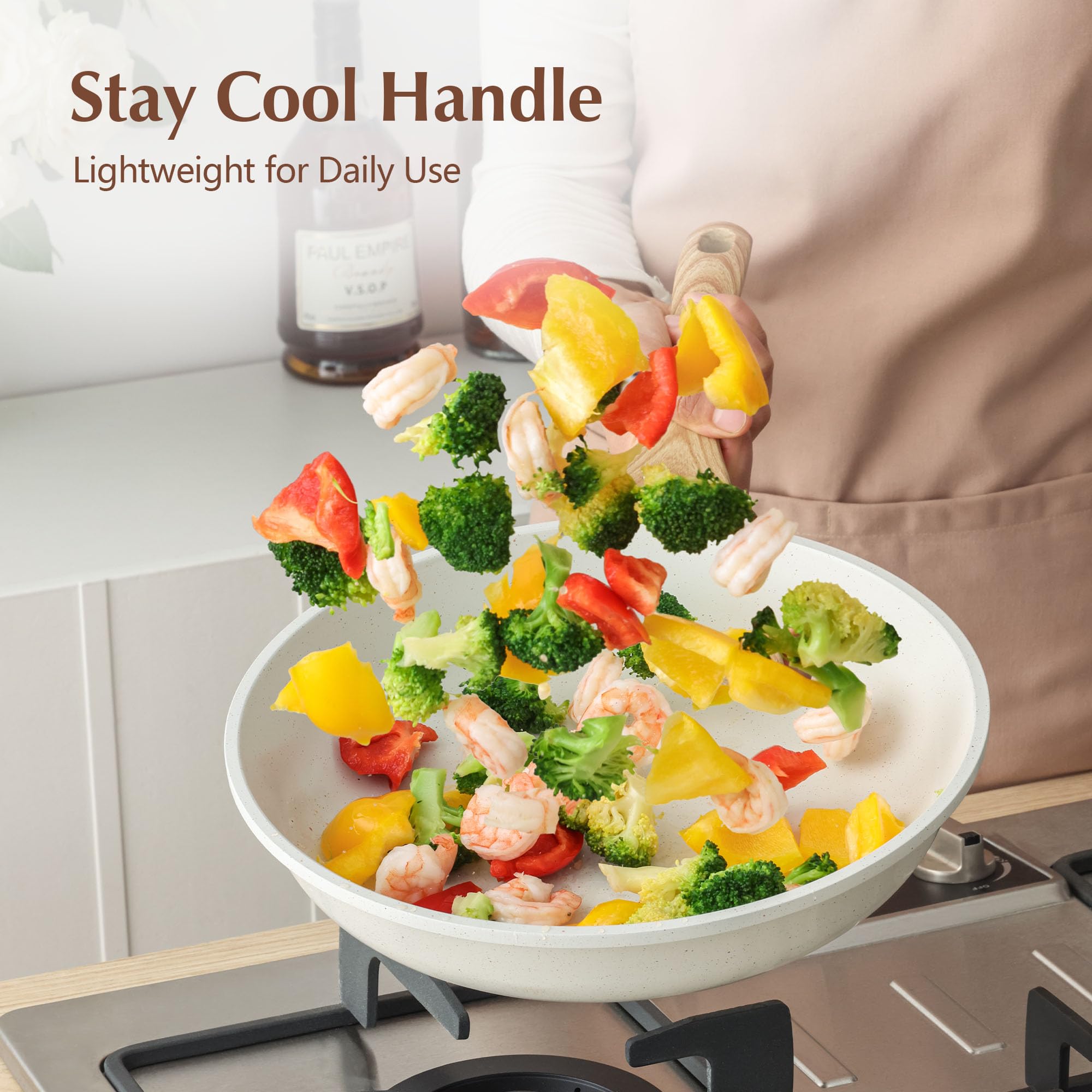 SENSARTE next to a dinner plate for scale, compact 9.5-inch cooking size