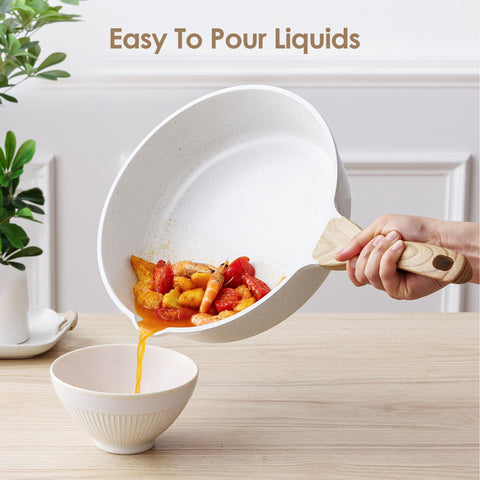 SENSARTE pans stacked for size comparison highlighting space-saving stackability