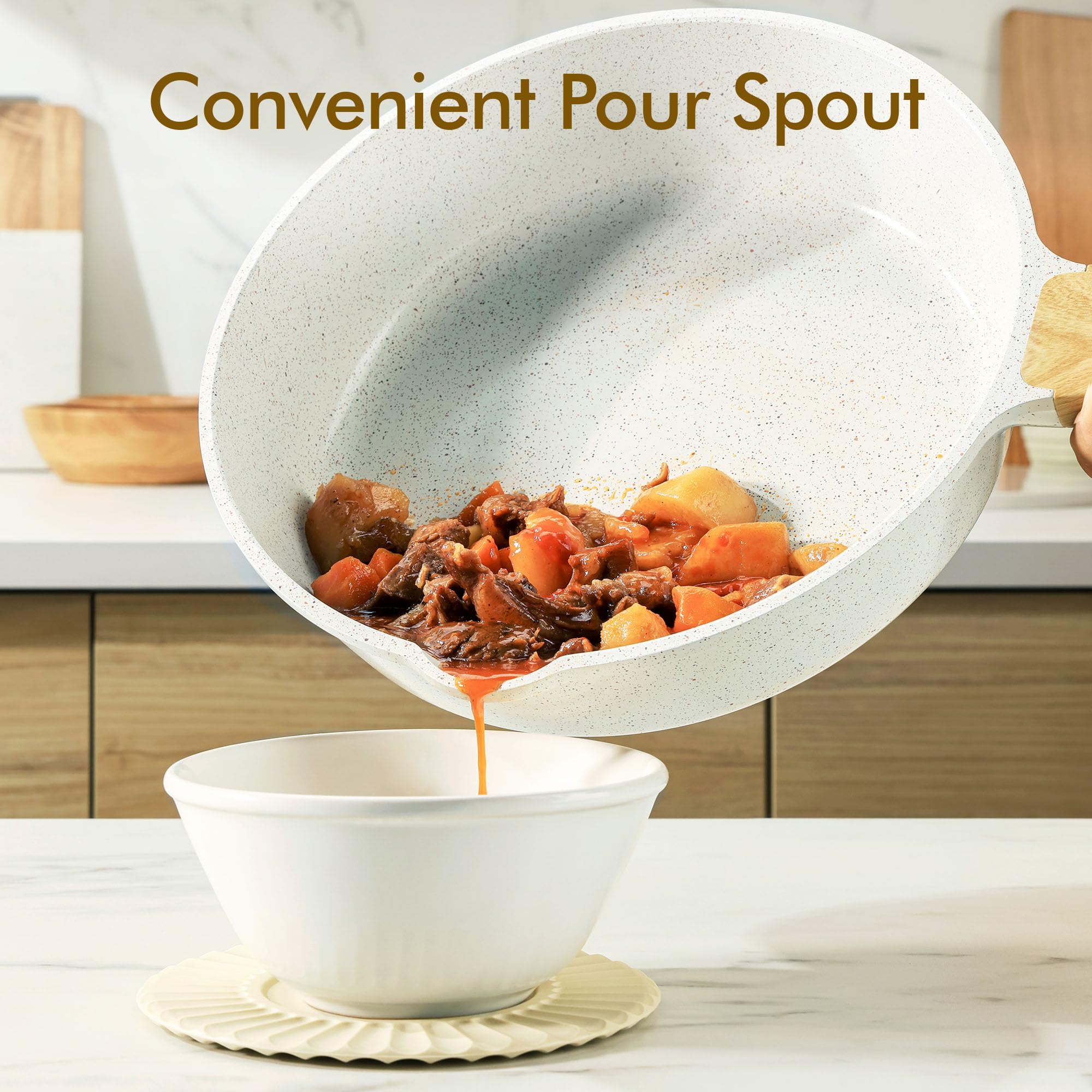 SENSARTE cookware next to common kitchen items to show scale and pot sizes for meal planning