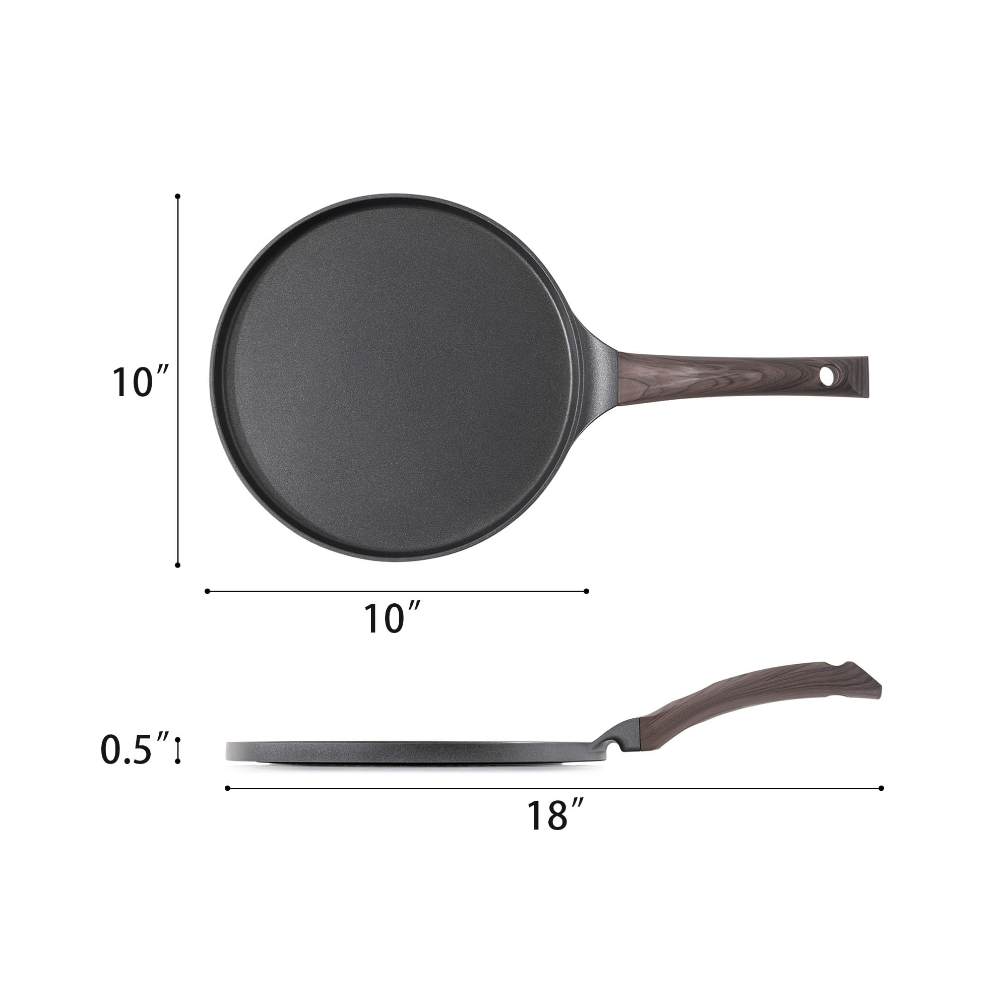 SENSARTE 10-inch pan beside spatula demonstrating size and lightweight handling benefit