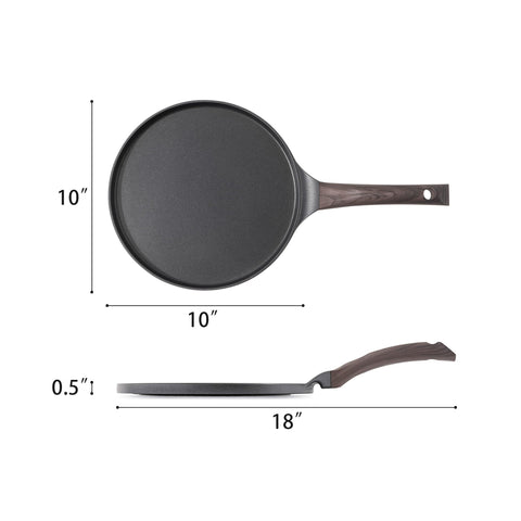 SENSARTE 10-inch pan beside spatula demonstrating size and lightweight handling benefit