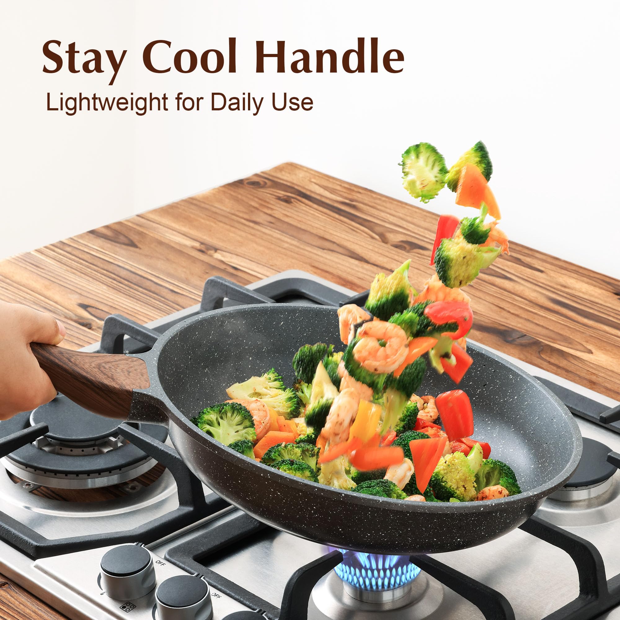 SENSARTE pan next to spatula showing 10-inch scale for portion planning