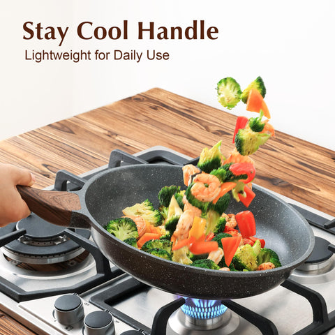 SENSARTE pan next to spatula showing 10-inch scale for portion planning