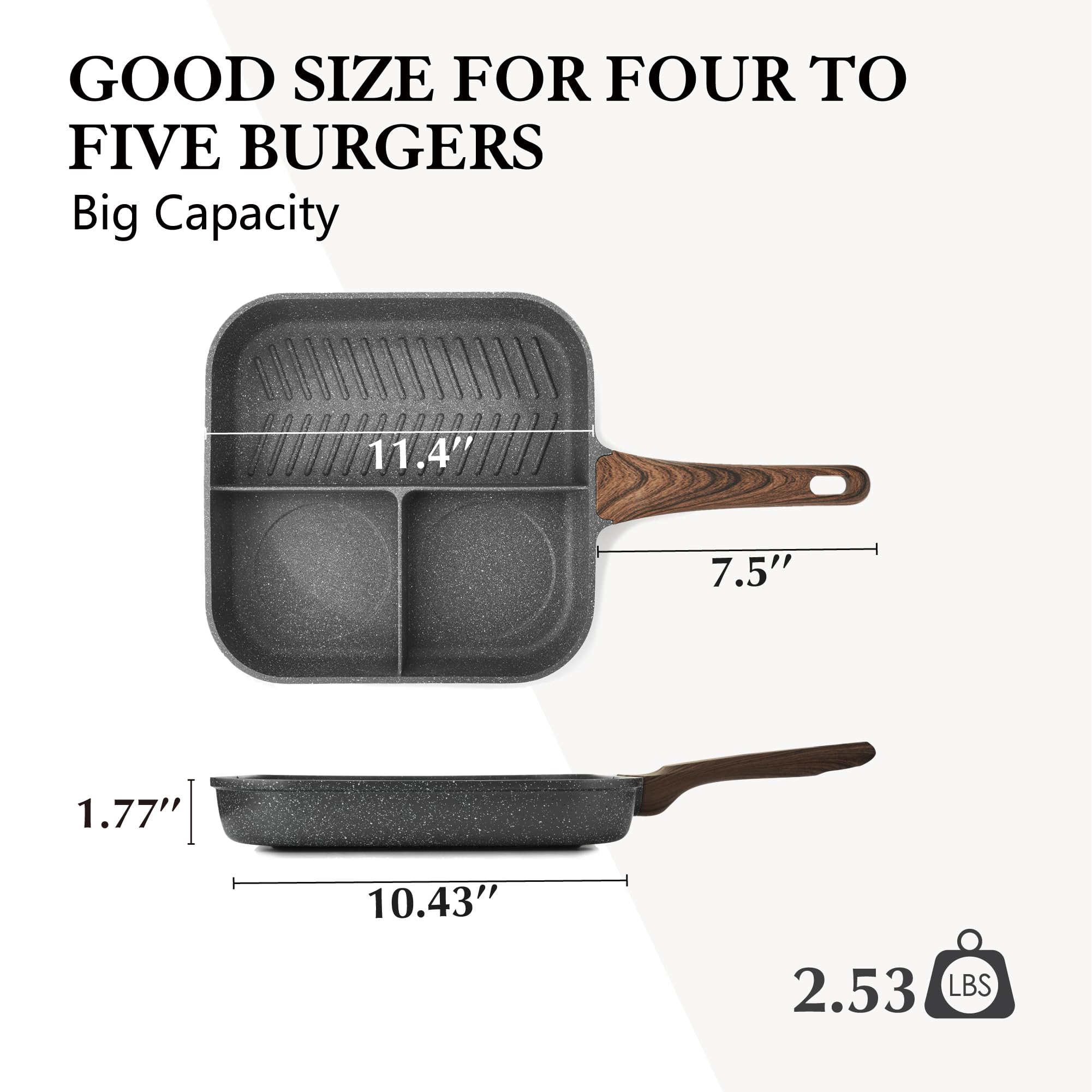 SENSARTE pan next to utensils to show 11-inch size and compact, space-saving benefit