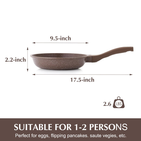 SENSARTE pan held in hand showing 9.5-inch scale for easy handling