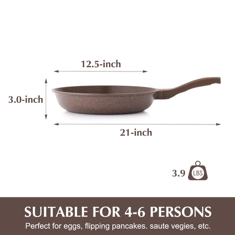 SENSARTE pan next to eggs and ruler to show 12.5-inch cooking capacity