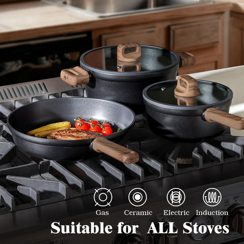 SENSARTE stockpot beside common kitchen items for clear size comparison and family-size capacity