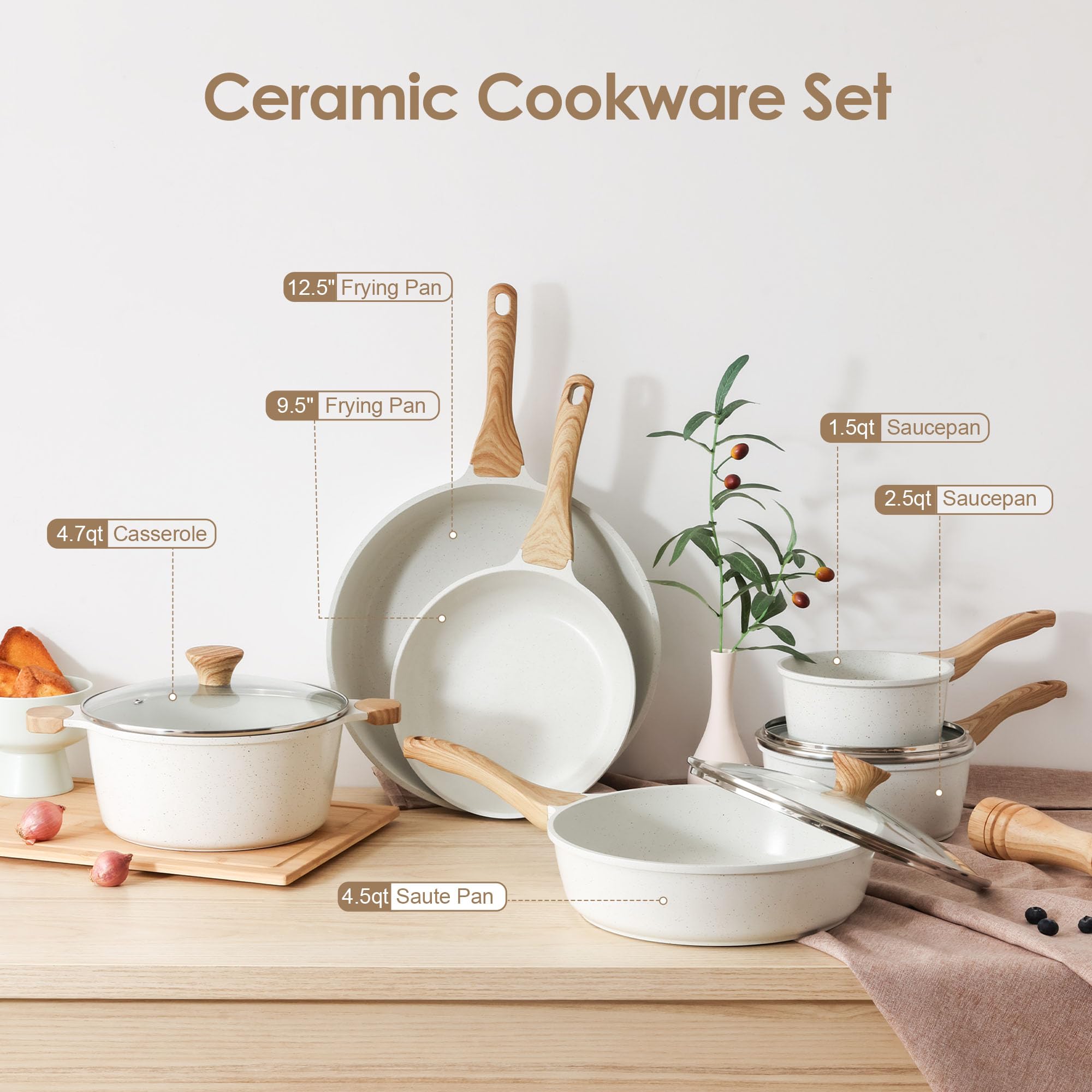 SENSARTE silicone utensils and pot protectors included to protect surfaces and pans