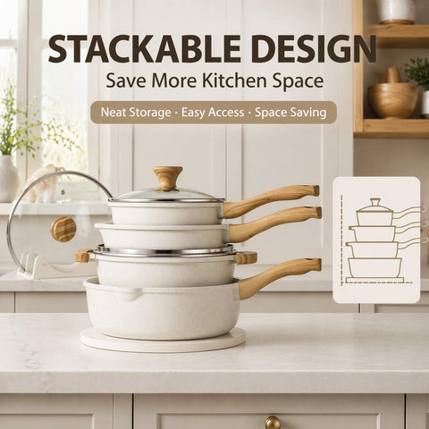 SENSARTE silicone utensils and reusable pot protectors organized to prevent scratches and mess