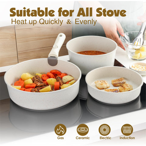 SENSARTE silicone utensils and pot protectors displayed protecting cookware finish