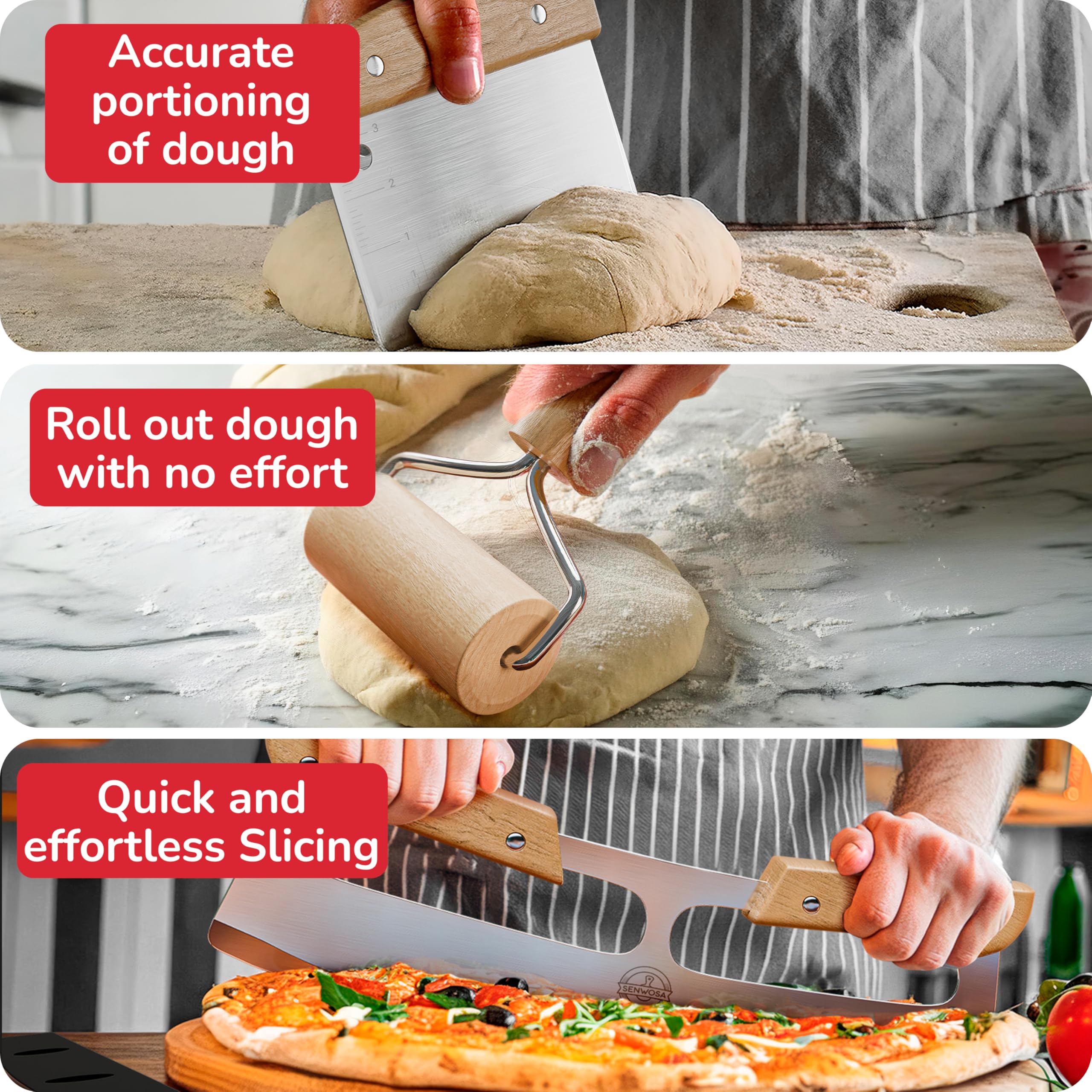 Senwosa pizza oven brush with scraper clearing char for cleaner stones