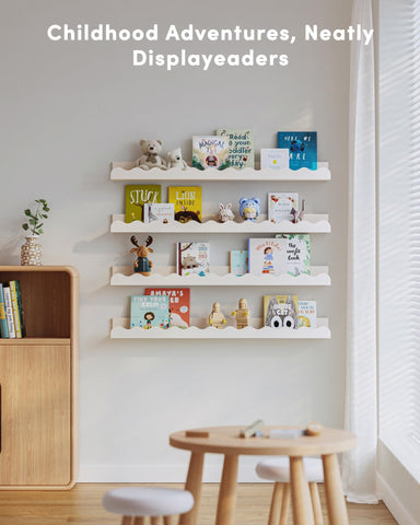 Seocry shelf installed in nursery creating tidy, space-saving storage