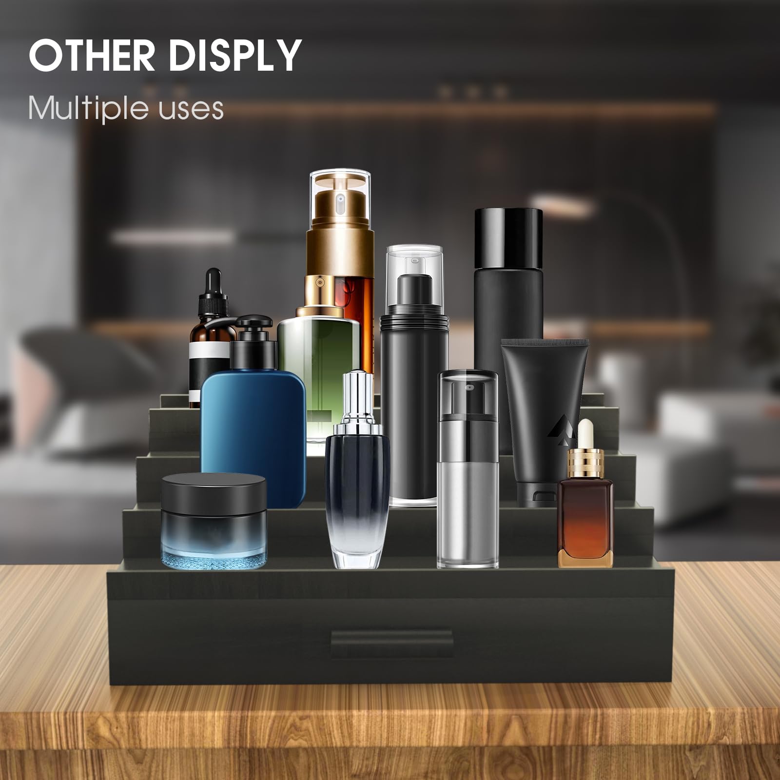 Sephyroth beside standard bottles to show compact footprint and storage capacity