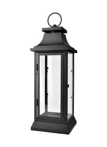 Serene Spaces Living lantern front view showing elegant black frame and clear glass for classic ambiance