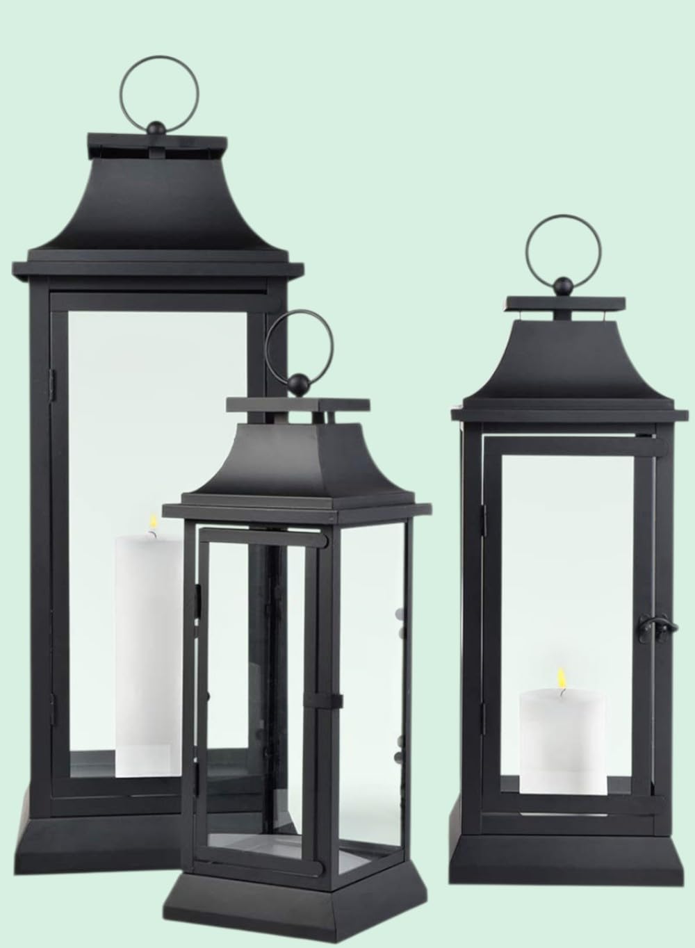 Serene Spaces Living lantern size comparison with book showing scale and placement guidance