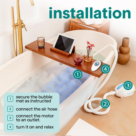 SereneLife remote control in hand for easy in-tub adjustments