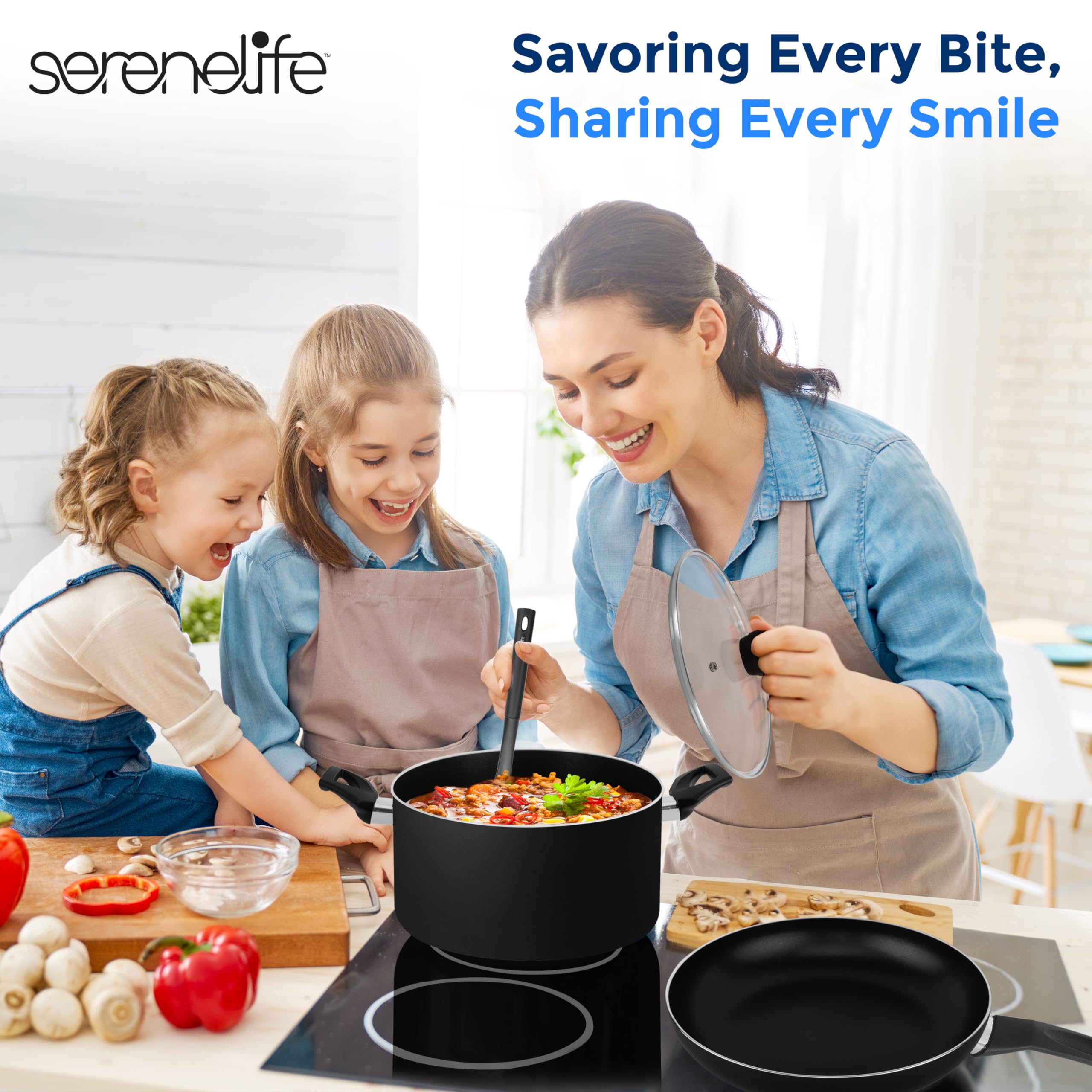 SereneLife utensils including spoon spatula ladle completing starter kitchen set