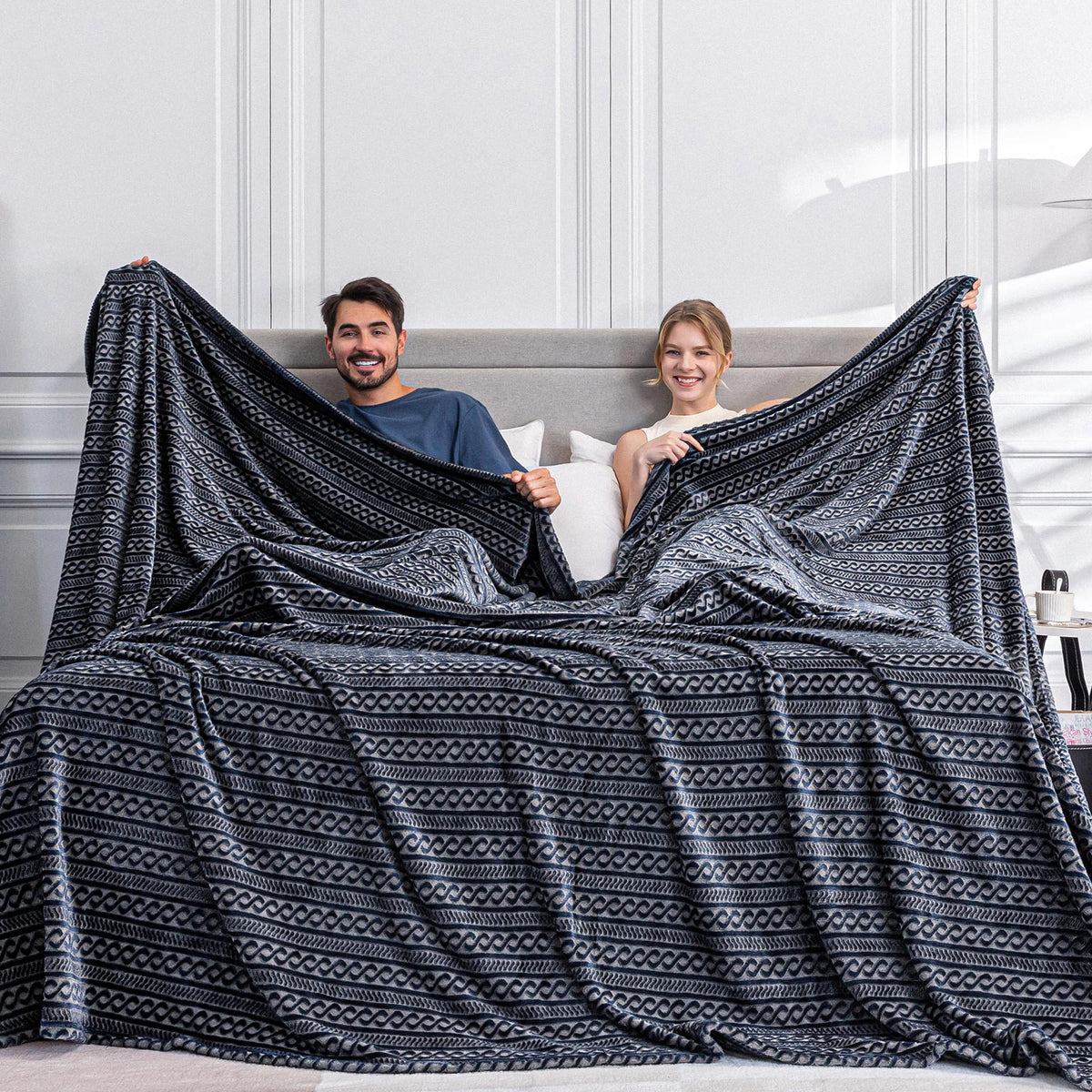 Serenhom front view of dark grey blanket showing full coverage and cozy appeal