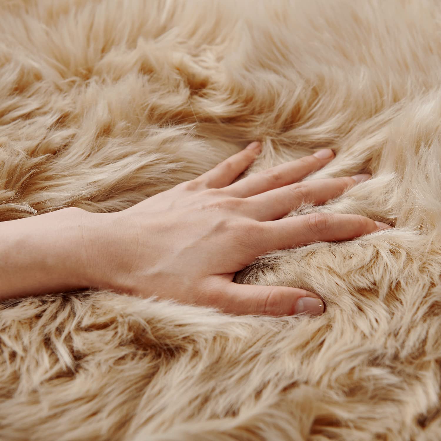 SERISSA close-up of fluffy pile detail highlights luxurious touch and cozy comfort
