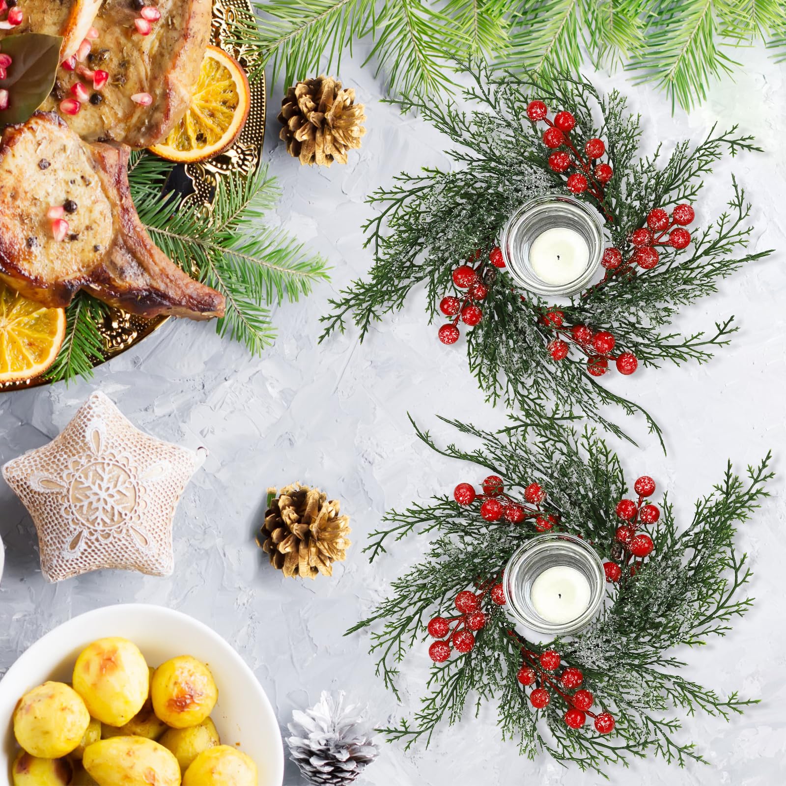 Serlvan on dining table as centerpiece adding instant holiday atmosphere