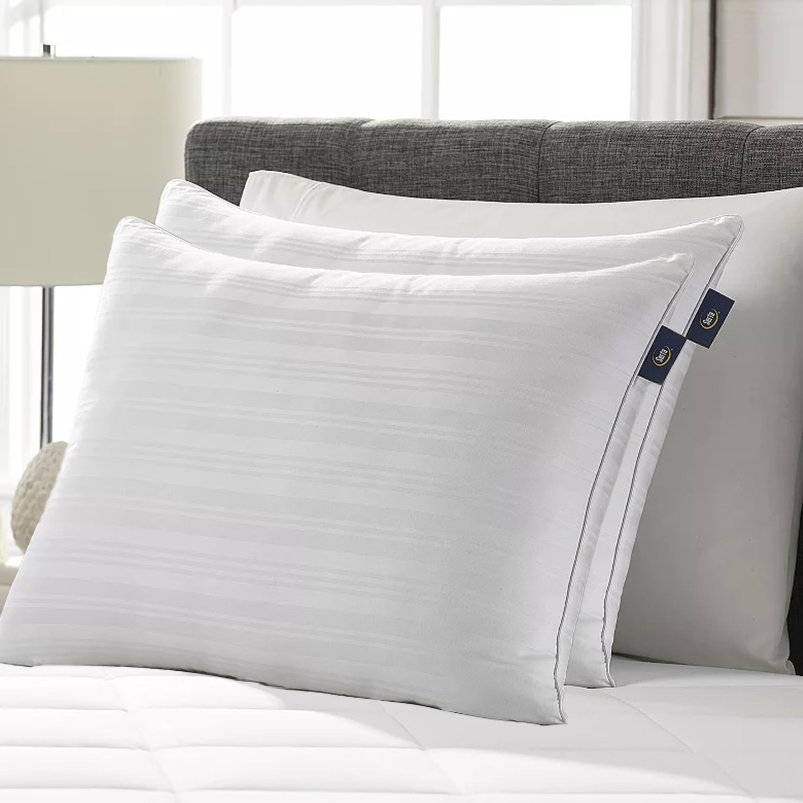 Serta cotton cover close-up highlighting 300 thread count softness and breathable fabric
