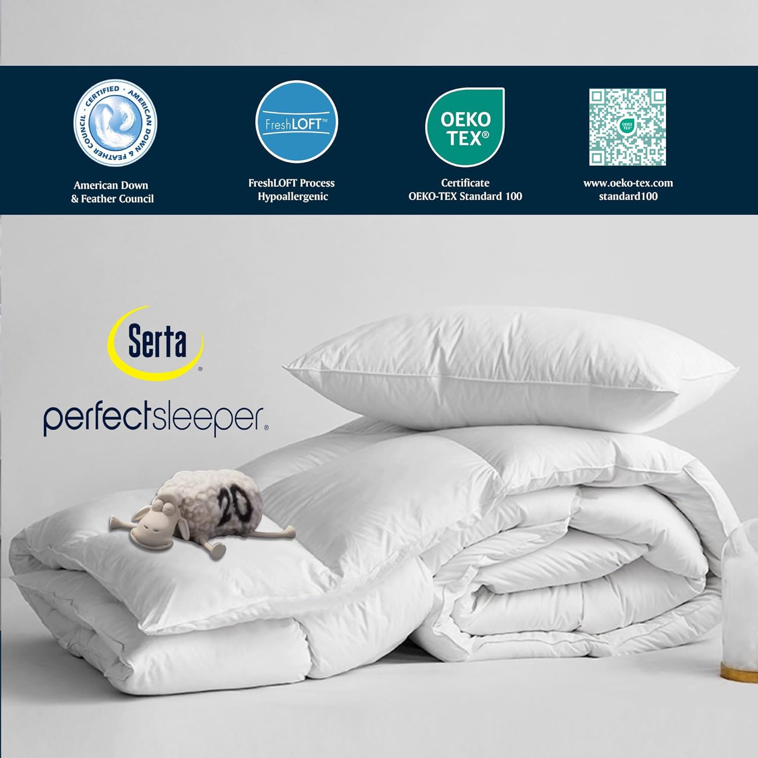 Serta cotton shell close-up showing soft 233-thread-count texture benefit