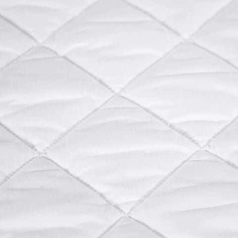 Serta skirt stretched to show 15" pocket and secure fit on thick mattress