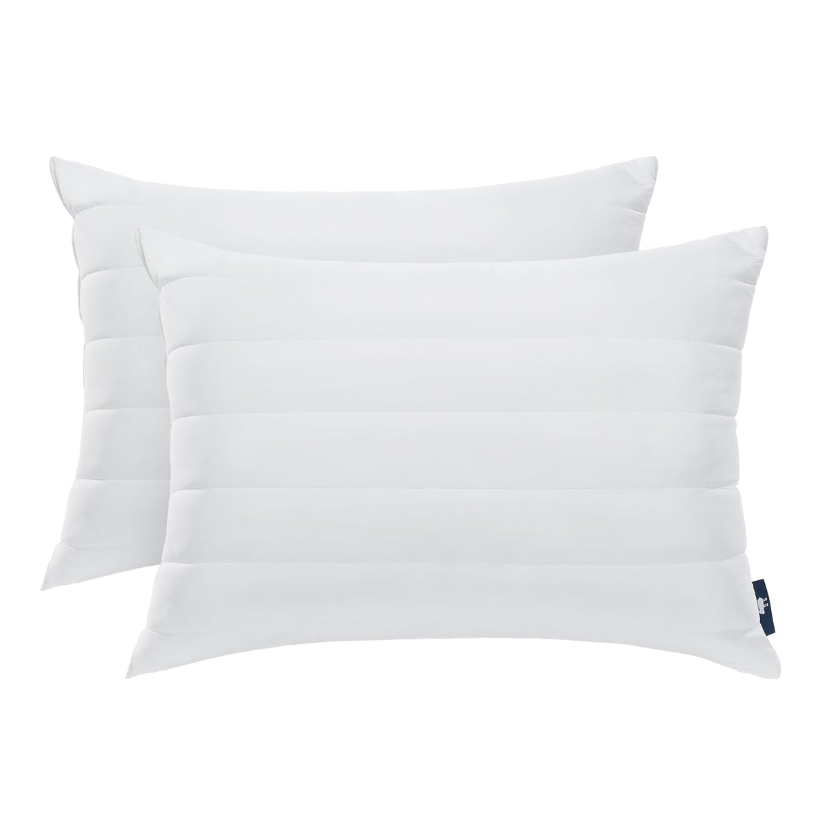 Serta front packaging showing two pillows and set size benefits