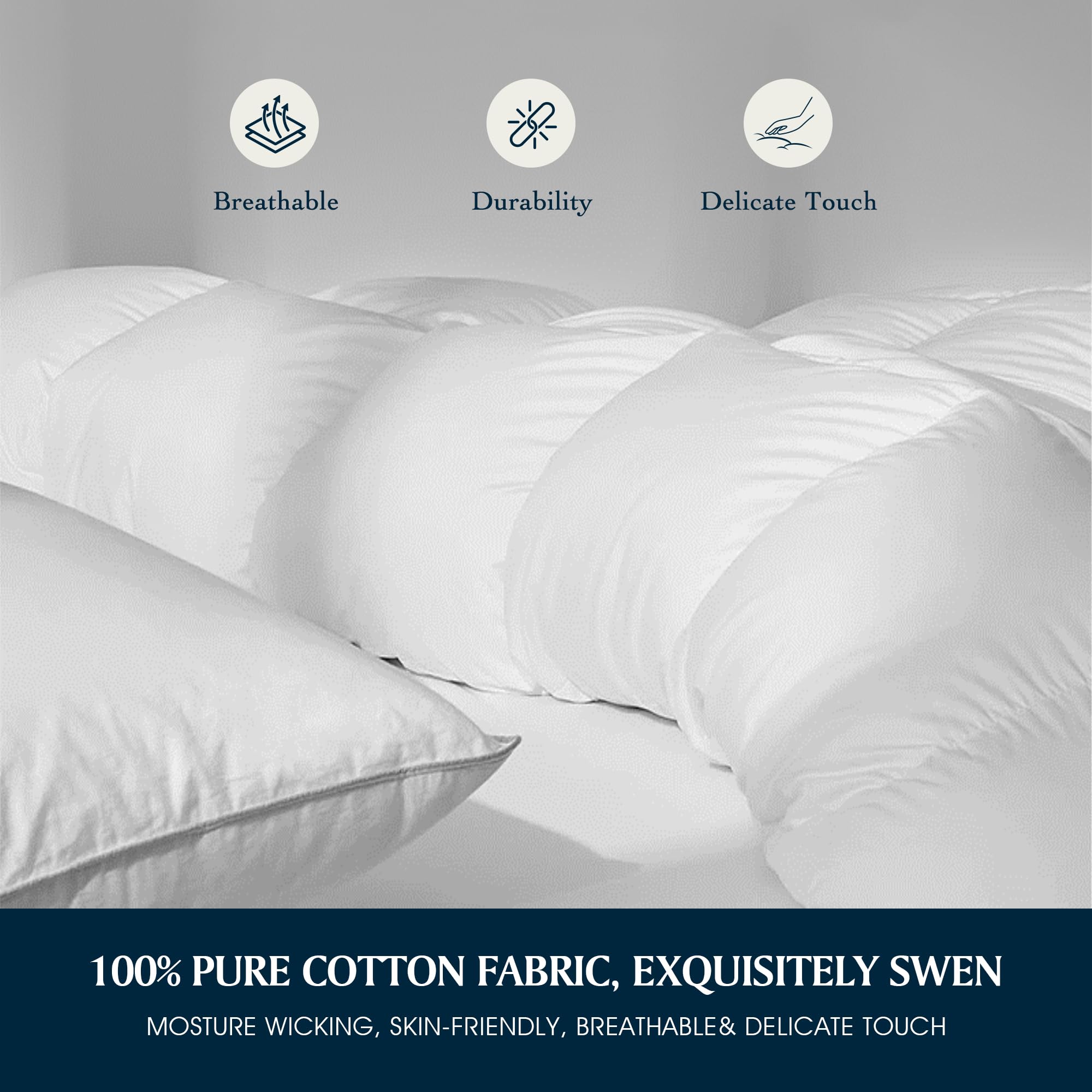 Serta tag and 233-thread count cotton label indicating breathable, soft bedding benefit