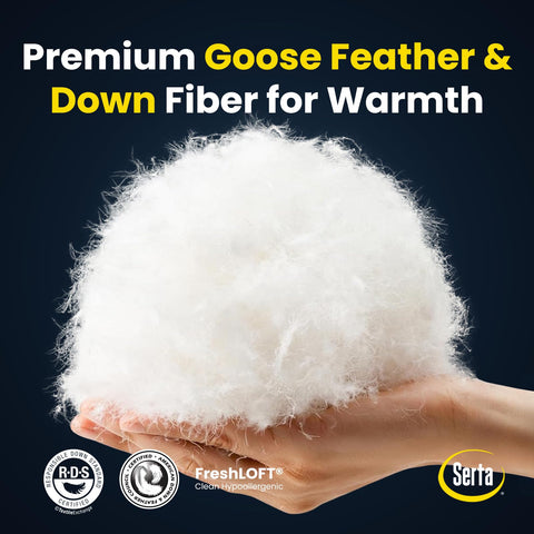Serta fill loft detail showing goose feather down fiber for lightweight fluffy warmth