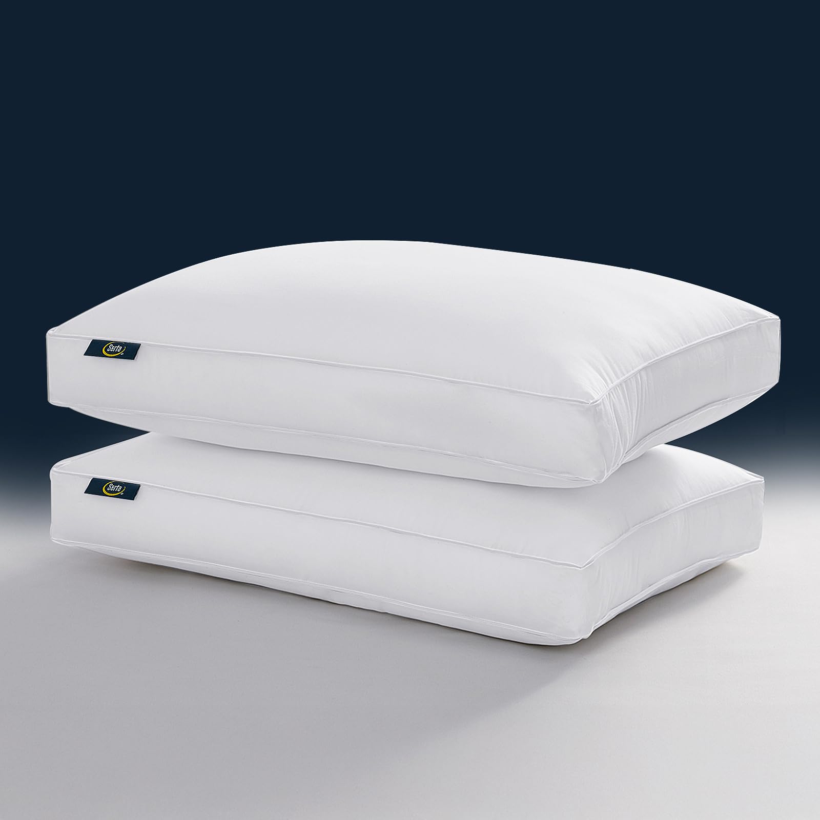 Serta hotel collection front packaging showing two queen pillows and comfort